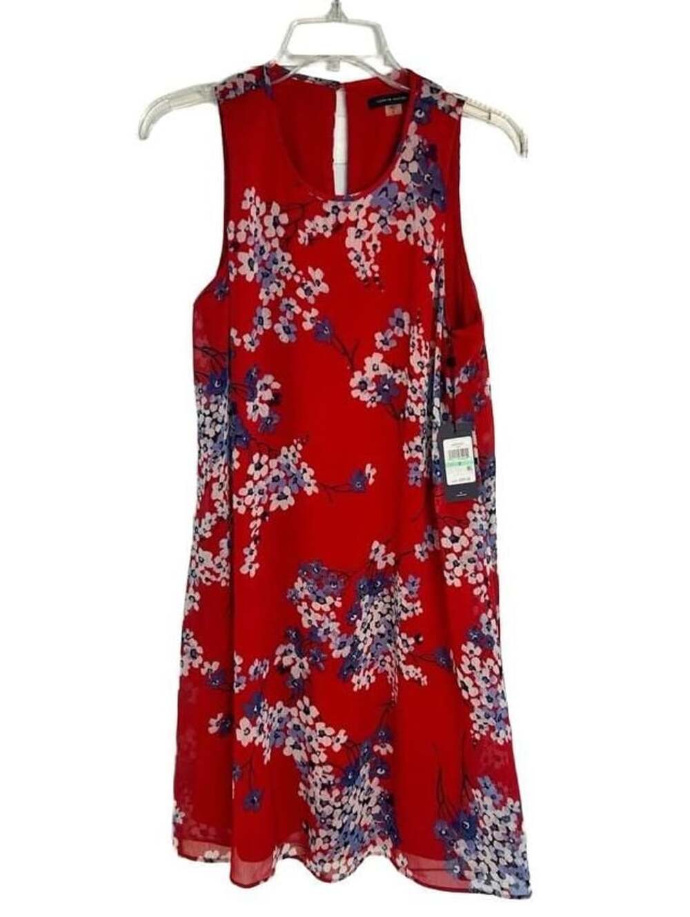 Tommy Hilfiger Women's Red Floral Cherry Blossom Sleeveless Shift Dress Sz 8